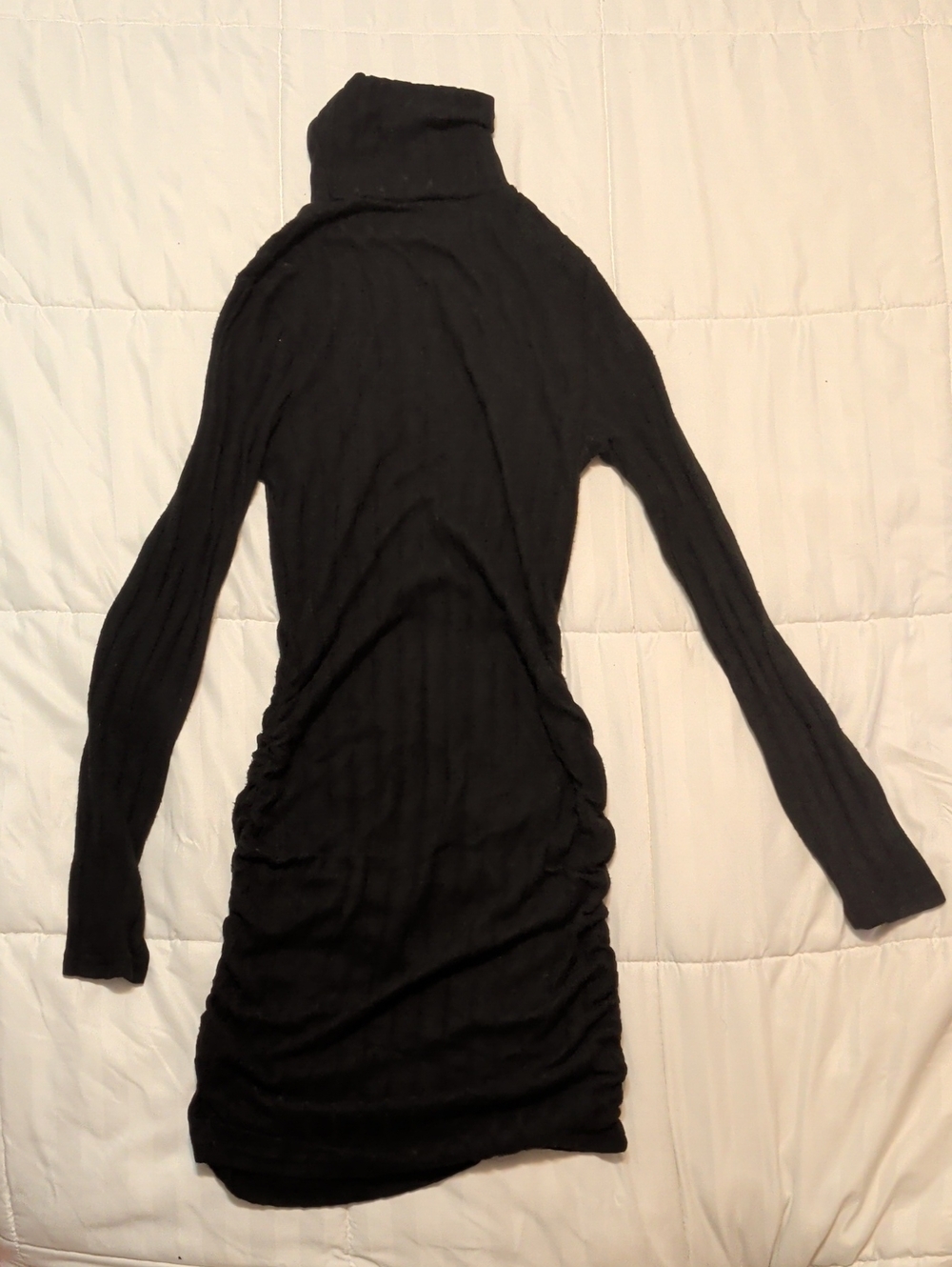 SHEIN Black Turtleneck Long-Sleeve Ruched Bodycon Dress